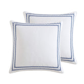 Laura Ashley stitched-vine euro sham closeup showcases embroidered detail and soft cotton texture for a refined bedroom look.
