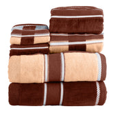 Lavish Home 6pc beige towel set hanging display showing plush velour finish