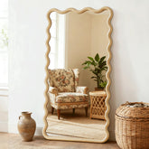 LAWADA full length mirror with wavy frame for bright, full-body reflections