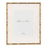 Lawrence Frames bamboo design metal frame in gold, 8x10 with beveled 5x7 mat.