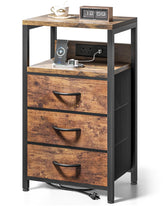 Lazzanto nightstand front view with charging station for easy bedside power access.