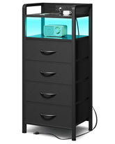 Lazzanto nightstand front view with LED strip for ambient bedroom lighting