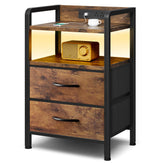 Lazzanto nightstand LED strip provides warm ambient light beside the bed.
