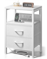 Lazzanto NightStand with removable charging front for easy bedside power access.