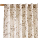 Lazzzy Farmhouse linen curtains with taupe floral print filter soft daylight for living spaces