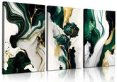 LBARTXY emerald green framed wall art with gold foil for a luxurious living room focal point.