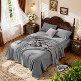 LBRO2M queen flat sheet in gray offers year-round comfort with breathable Egyptian cotton