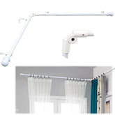 Lcokeiy white steel corner curtain rod in 30-136 inch length with a sleek corner fit and light control.