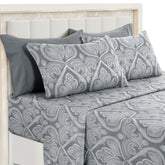 LDC Lux Decor ultra-soft microfiber Paisley queen sheet set delivers breathable nightly comfort.