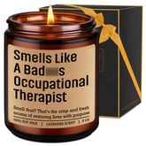 LEADO candle for occupational therapists with gift-label, ideal for OT occasions.