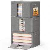 LeArex clothes storage bins with metal frame, open-top view for easy access.