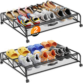LeArex under-bed shoe storage 2-pack with wheels for easy access and space saving.