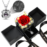 Lebana preserved rose with double-heart necklace in gift box, a timeless keepsake