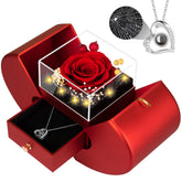 Lebana preserved rose necklace with I Love You in 100 languages, timeless gift for her.