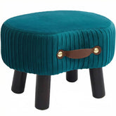 Leesingdo small footstool with handle in peacock blue offers portable comfort for any seating area.