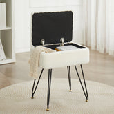 Leesingdo vanity stool with flip-top storage keeps daily essentials organized.