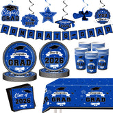 Leetous blue 9-inch plate for sturdy serving at graduation parties.