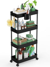 LEHOM Slim Rolling Cart with four tiers for bathroom storage.