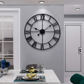 LEIKE large wall clock front view with 24in metal frame for modern living rooms