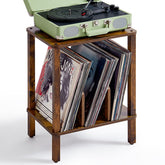 LELELINKY 2-tier stand front view with a spacious top for a turntable.