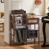 LELELINKY record player stand in vintage walnut adds warm natural charm