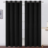LEMOMO blackout curtains close-up shows soft polyester fabric blocking light.
