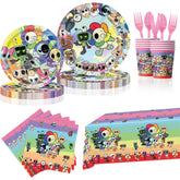 Lemoneon birthday tablecloth sets a colorful base for cheerful celebrations.