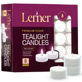 Lerner Tealights in clear cups emit a clean, elegant glow
