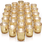 LETINE gold mercury glass votive holder with speckled finish for weddings