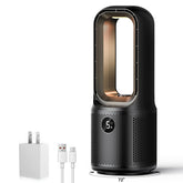 Let'me bladeless desk fan compact design highlights safe, desk-friendly cooling for home offices.