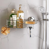 LEVERLOC shower caddy suction cup assembly shows quick, tool-free installation on smooth surfaces.