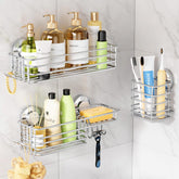 LEVERLOC shower caddy suction cup on glass surface for organized bathroom