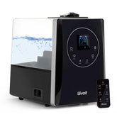Levoit LV600HH hybrid humidifier front view emitting mist for bedroom comfort