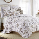 Levtex Home Pisa quilt floral peacock on grey taupe for luxurious bedding