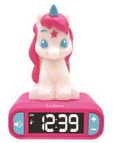LEXiBOOK Unicorn Clock lighting up to cue a gentle wake