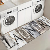 LHAIFA laundry room rug 20x59 inch brown with non-slip backing for secure footing.