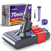 LiLeading Dyson V8 swappable battery in use for quick, tool-free replacement.