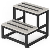 LIANTRAL 2-step wooden gray stool for daily, sturdy use.