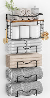 LIDTOP towel rack wall mounted with six tiers for compact bathroom storage.