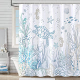 Lifeella nautical turtle shower curtain featuring a vivid sea turtle scene for a lively bathroom