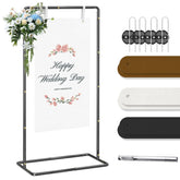 LIFENCE black wedding sign stand front view showing sturdy support for signs.