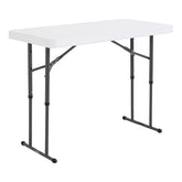 Lifetime 4-foot table top in white granite for versatile indoor outdoor use.