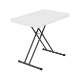 Lifetime laptop table in white granite, open for comfortable workspace