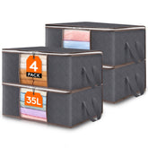 Lifewit 4 Pack 35L storage bins with lids and clear window for easy item identification.