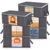 Lifewit 6 pack storage bag folded in closet for space saving.