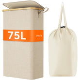 Lifewit 75L slim laundry hamper with lid for mess-free laundry storage.