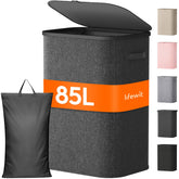 Lifewit 85L laundry basket with lid keeps clothes organized and odors contained.