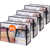 Lifewit clear bags showing 60L bedding storage for easy access