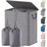 Lifewit double laundry hamper with lid showing discreet storage
