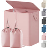Lifewit double laundry hamper with lid keeps clothing hidden and tidy.